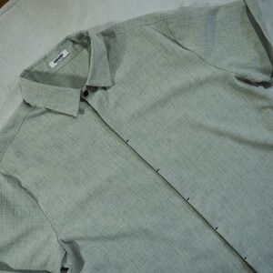 Coofandy Sz L  Sage Green Casual Button-Down Short Sleeve Shirt Linen Blend
